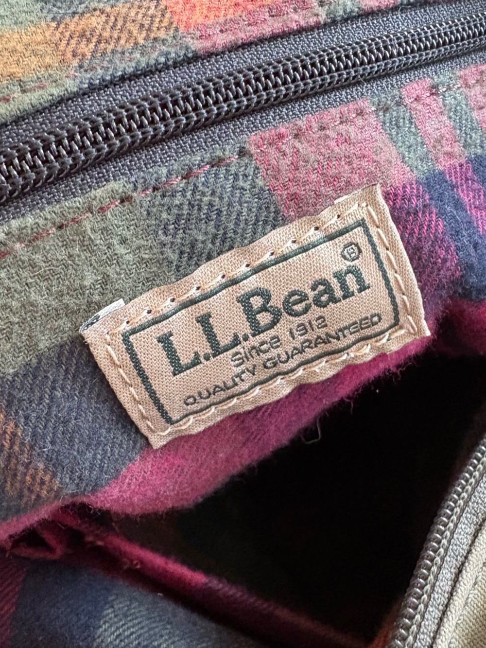 L.L.Bean Messenger Bag Laptop Backpack Army Green Leather Trim - Picture 8 of 8